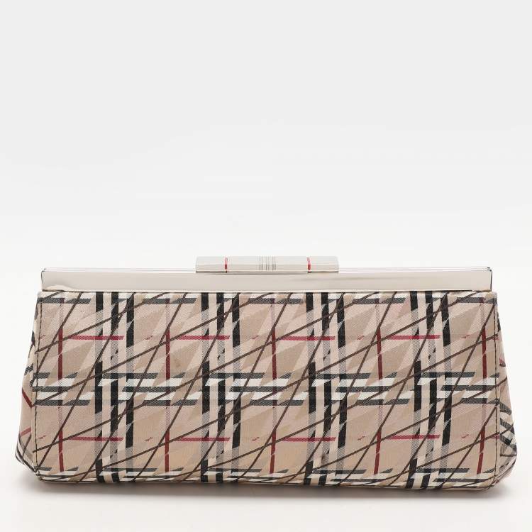 Pre Owned Burberry Multicolor Satin Frame Clutch