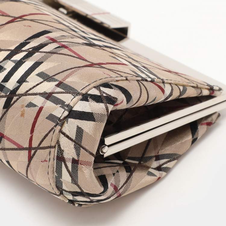 Pre Owned Burberry Multicolor Satin Frame Clutch