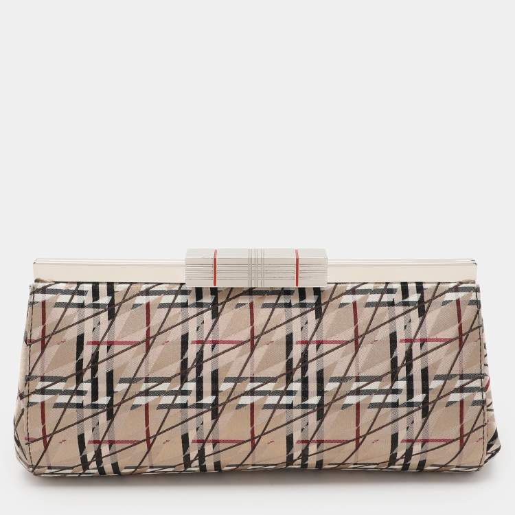 Pre Owned Burberry Multicolor Satin Frame Clutch