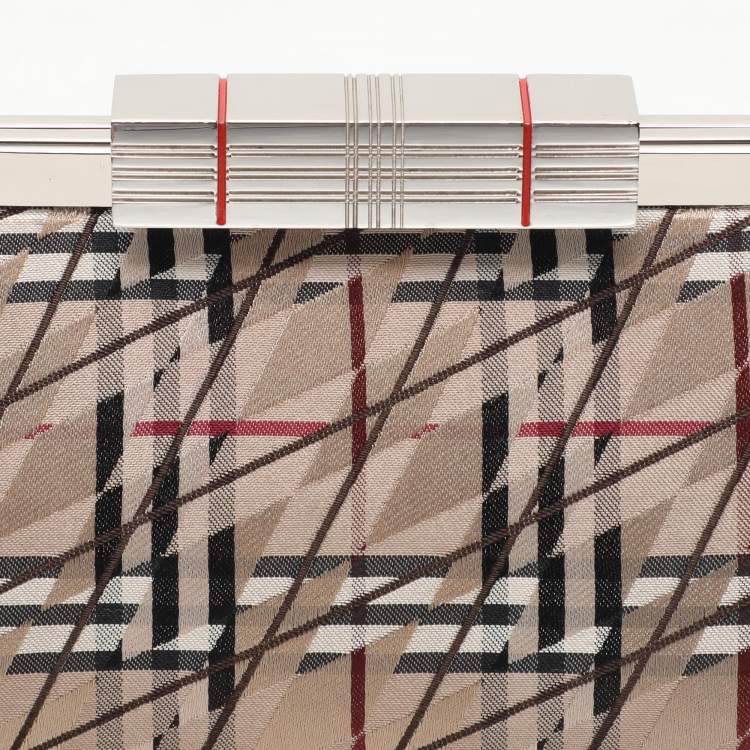 Pre Owned Burberry Multicolor Satin Frame Clutch