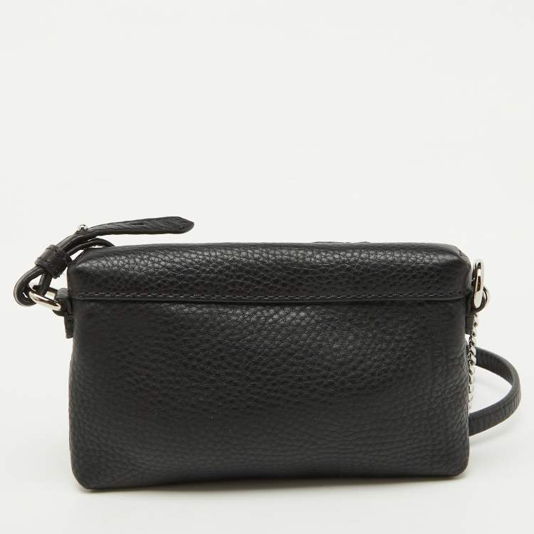 Pre Owned Burberry Black Leather Eyelet Crossbody Bag