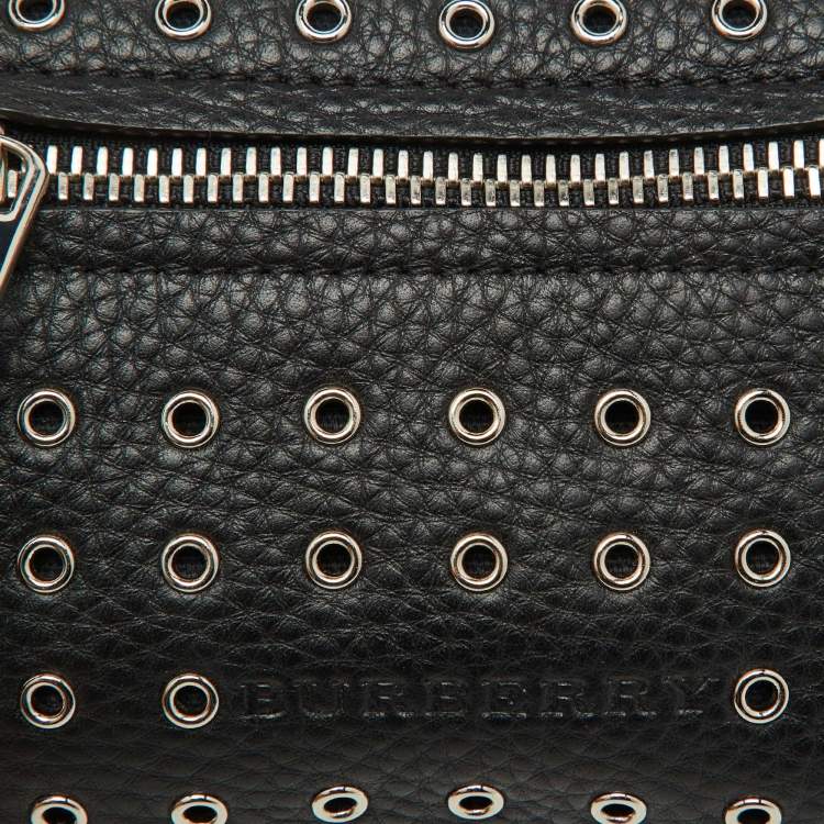 Pre Owned Burberry Black Leather Eyelet Crossbody Bag
