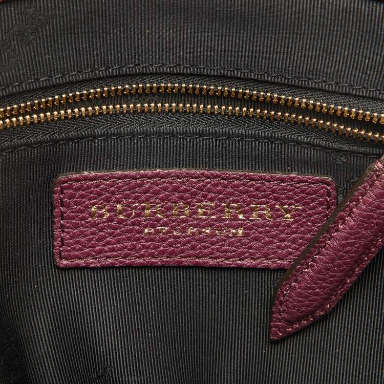 Pre Owned Burberry Plum Purple Leather Orchard Zip Satchel