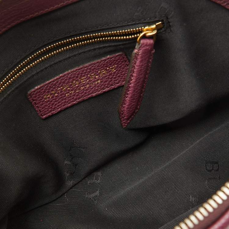 Pre Owned Burberry Plum Purple Leather Orchard Zip Satchel
