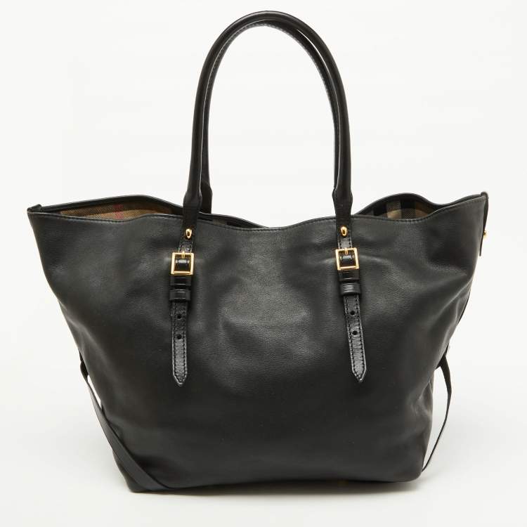 Pre Owned Burberry Black Leather Salisbury Tote