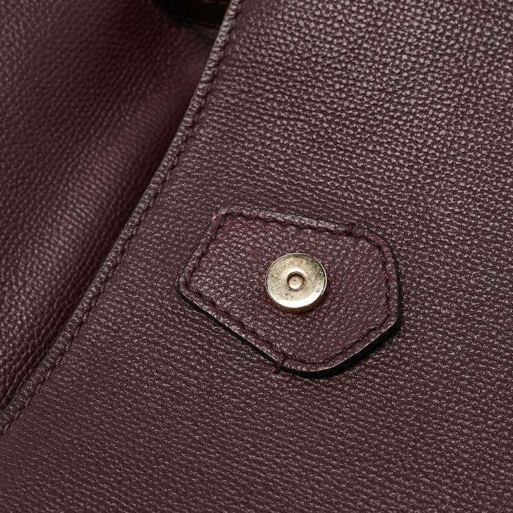 Pre Owned Burberry Burgundy/Beige House Check Canvas and Leather Camberley Top Handle Bag