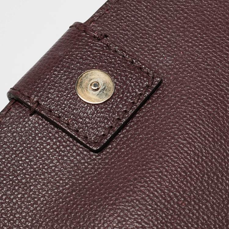 Pre Owned Burberry Burgundy/Beige House Check Canvas and Leather Camberley Top Handle Bag