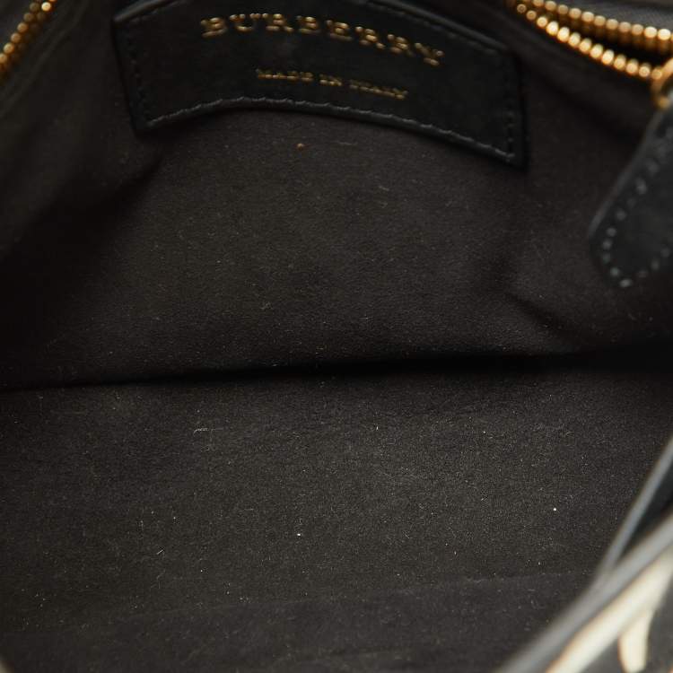 Pre Owned Burberry Black/Cream Zebra Print Calf Hair Buckle Crossbody Bag