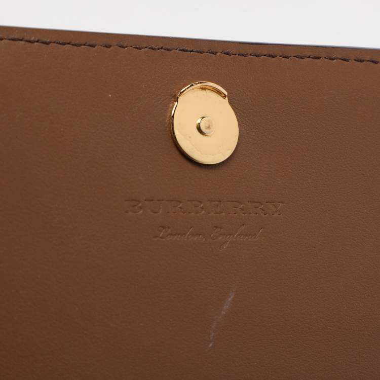 Pre Owned Burberry Brown/Beige House Check Canvas and Leather Hampshire Crossbody Bag