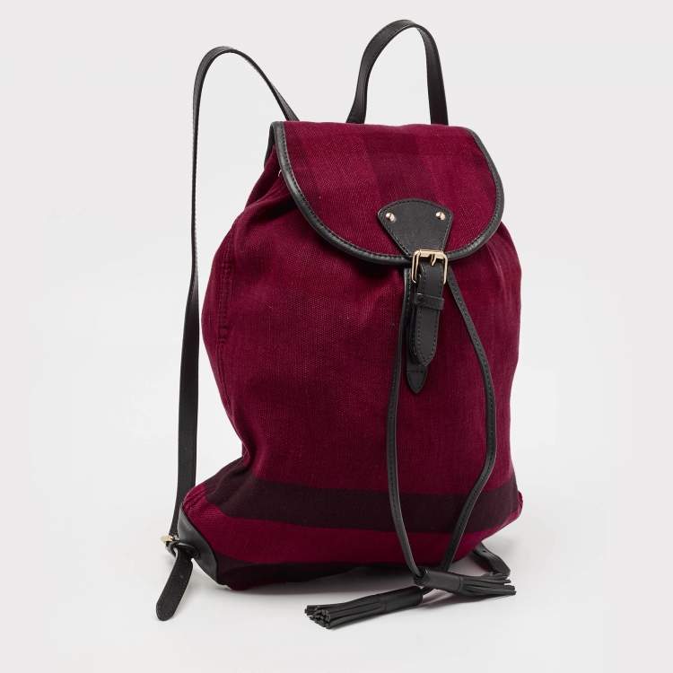 Pre Owned Burberry Magenta Mega Check Canvas Chiltern Backpack
