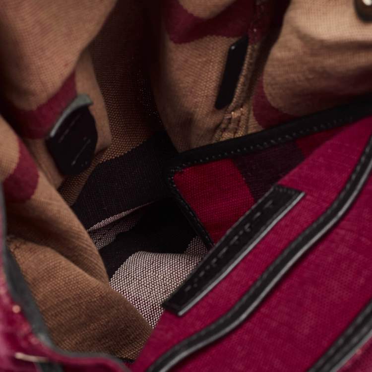 Pre Owned Burberry Magenta Mega Check Canvas Chiltern Backpack