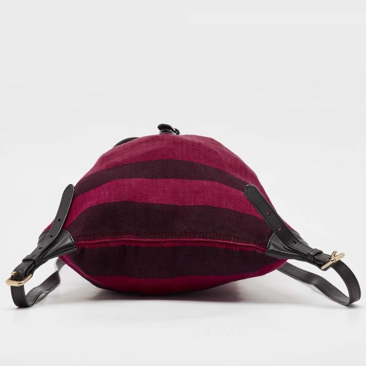 Pre Owned Burberry Magenta Mega Check Canvas Chiltern Backpack