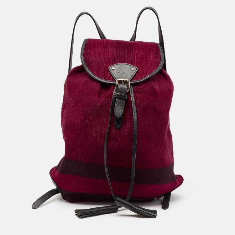 Pre Owned Burberry Magenta Mega Check Canvas Chiltern Backpack
