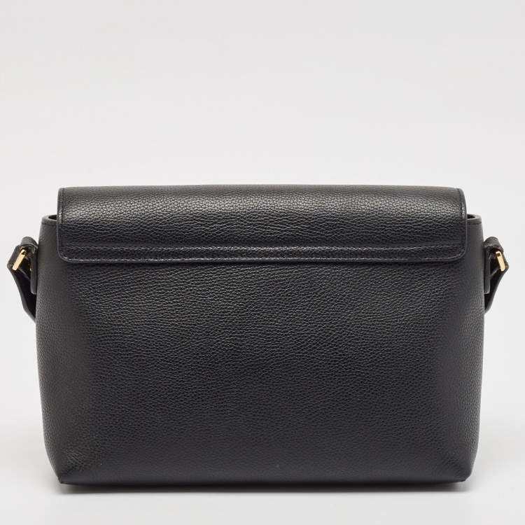 Pre Owned Burberry Black/Beige Check Canvas and Leather Note Shoulder Bag