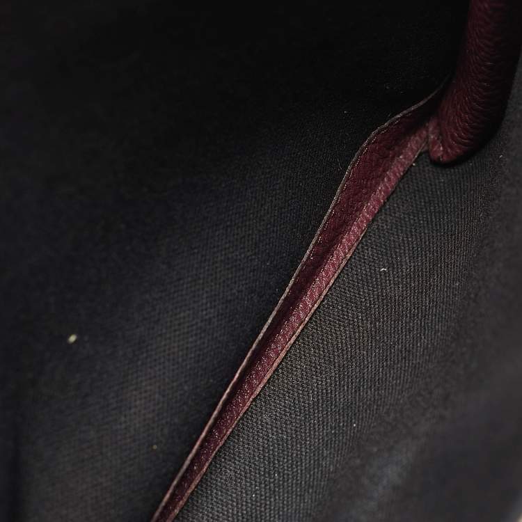 Pre Owned Burberry Burgundy/Beige Check Fabric and Leather Small Macken Crossbody Bag