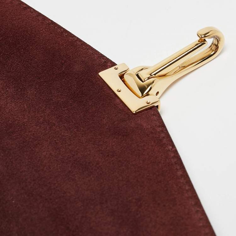 Pre Owned Burberry Burgundy/Beige Check Fabric and Leather Small Macken Crossbody Bag