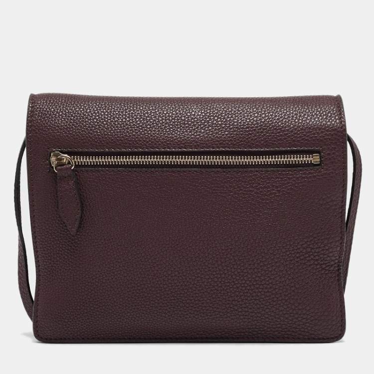 Pre Owned Burberry Burgundy/Beige Check Fabric and Leather Small Macken Crossbody Bag