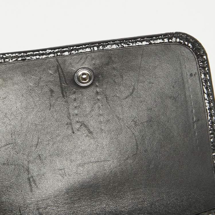 Pre Owned Burberry Smoke Beat Check Nylon and Patent Leather French Wallet
