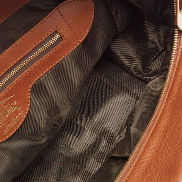 Pre Owned Burberry Brown/Beige Quilted House Check Canvas and Leather Manor Bag