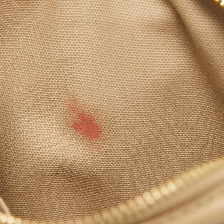Pre Owned Burberry Beige Monogram Embossed Leather Camera Crossbody Bag