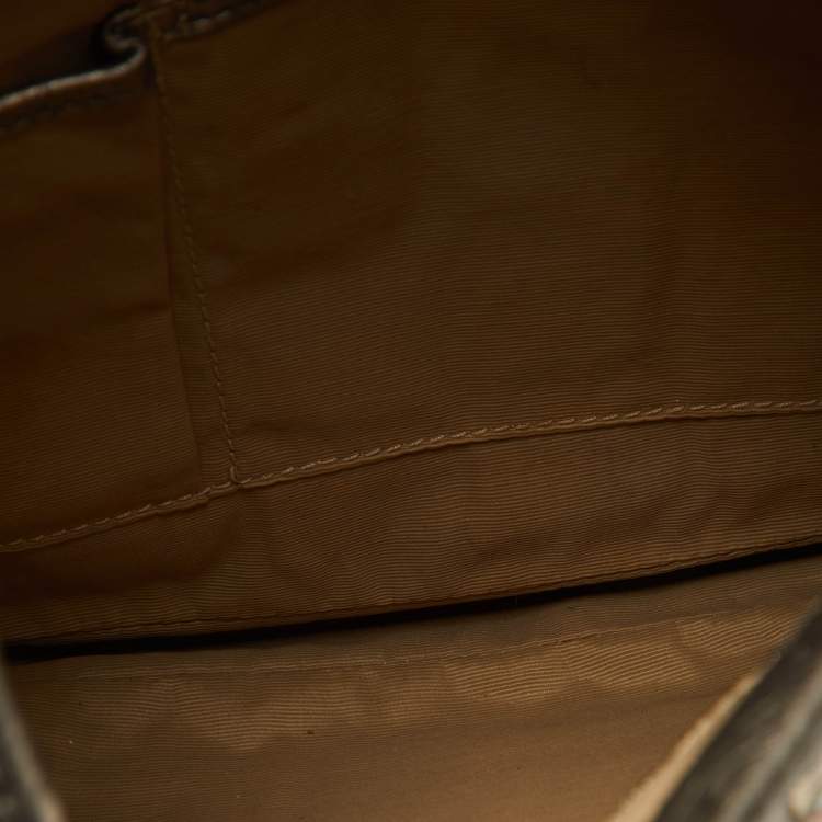 Pre Owned Burberry Metallic/Beige Nova Check PVC and Leather Studded Brooke Warrior Hobo