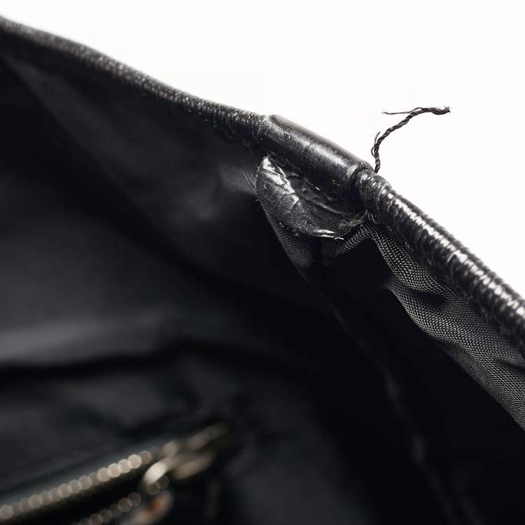 Pre Owned Burberry Grey/Black Beat Check Nylon and Patent Leather Lowry Tote