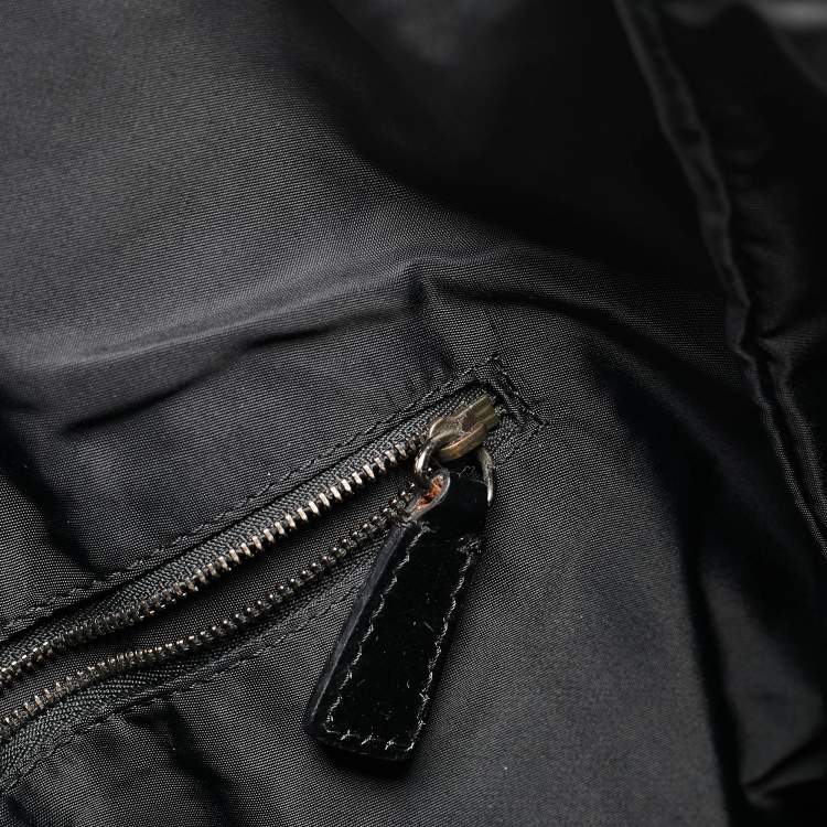 Pre Owned Burberry Grey/Black Beat Check Nylon and Patent Leather Lowry Tote