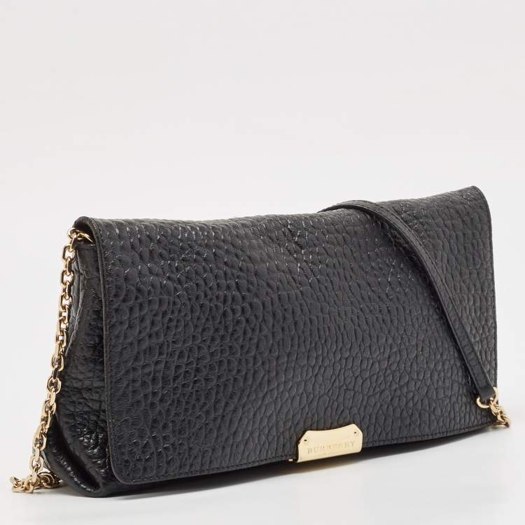 Pre Owned Burberry Black Grained Leather Madison Chain Bag