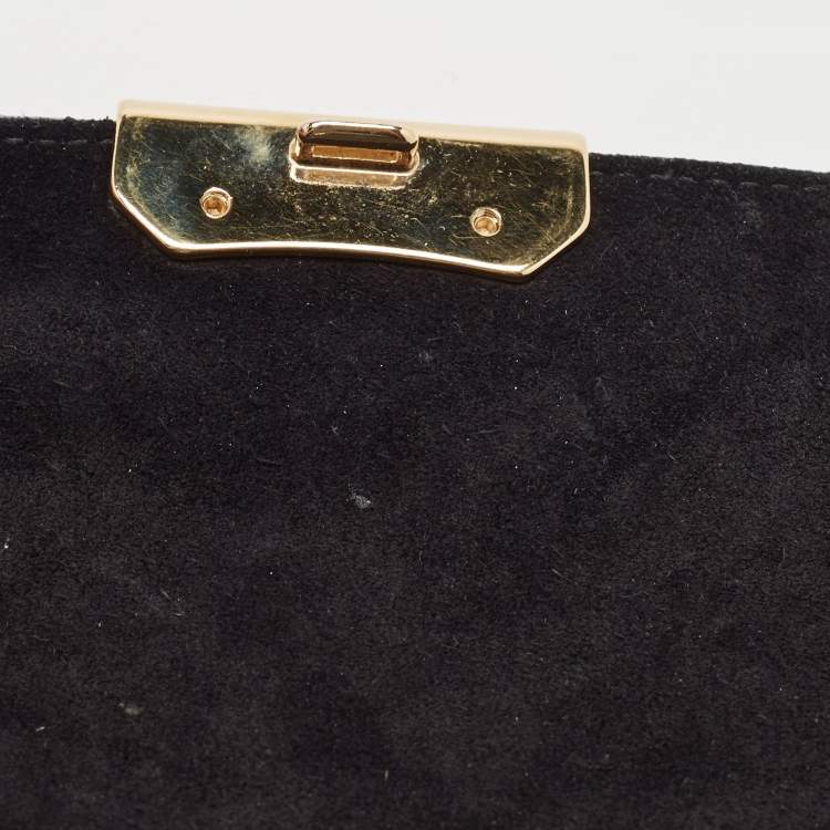 Pre Owned Burberry Black Grained Leather Madison Chain Bag