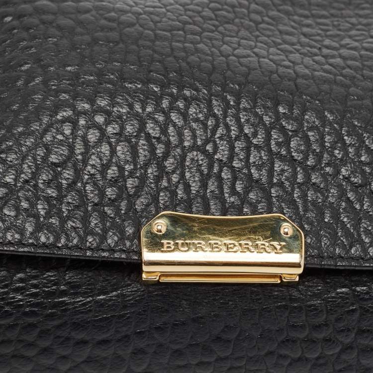 Pre Owned Burberry Black Grained Leather Madison Chain Bag