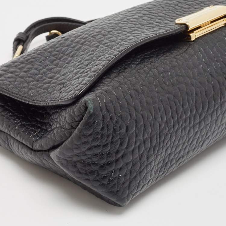 Pre Owned Burberry Black Grained Leather Madison Chain Bag