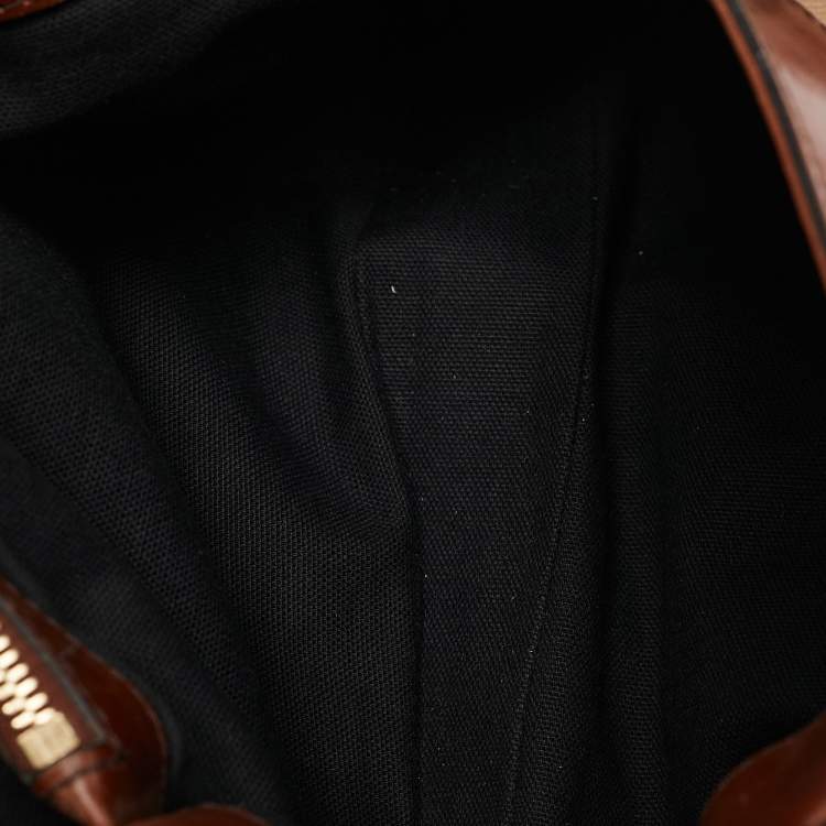 Pre Owned Burberry Brown/Beige House Check Canvas and Leather Hepburn Shoulder Bag