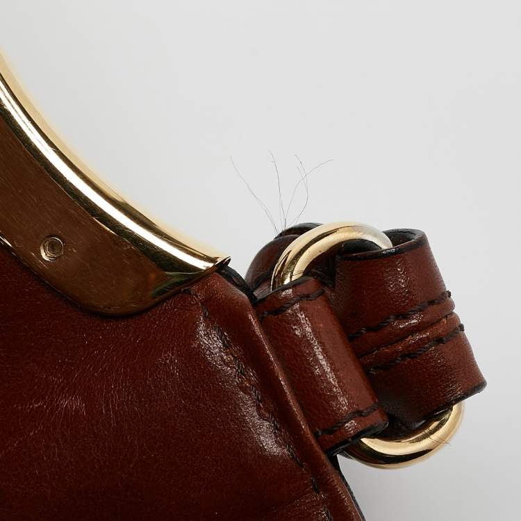 Pre Owned Burberry Brown/Beige House Check Canvas and Leather Hepburn Shoulder Bag