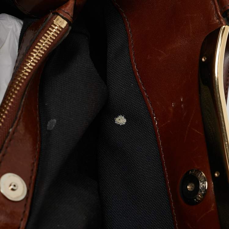 Pre Owned Burberry Brown/Beige House Check Canvas and Leather Hepburn Shoulder Bag