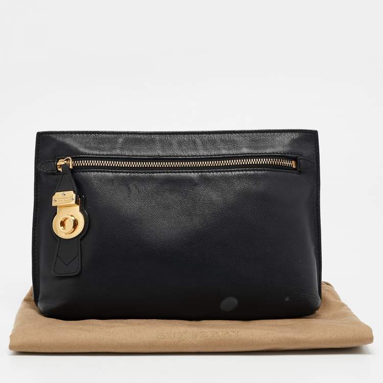 Pre Owned Burberry Black Pendleton Clutch