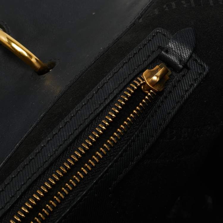 Pre Owned Burberry Black Leather DK88 Top Handle Bag