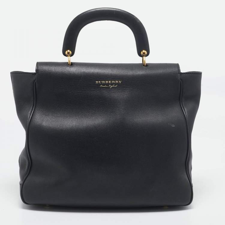 Pre Owned Burberry Black Leather DK88 Top Handle Bag