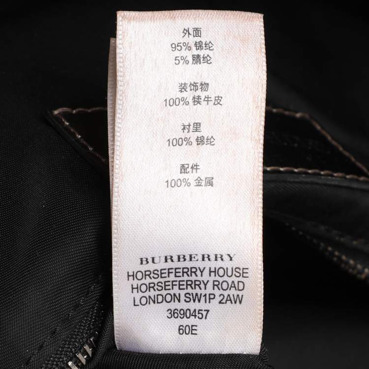 Pre Owned Burberry Grey/Black Beat Check Nylon and Patent Leather Lowry Tote