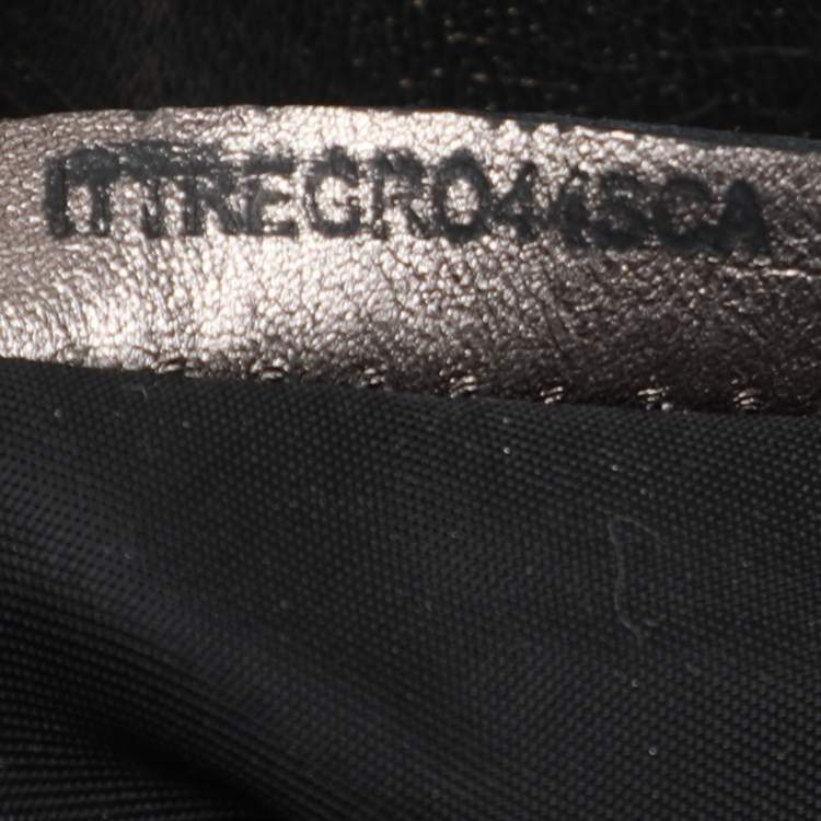 Pre Owned Burberry Grey/Black Beat Check Nylon and Patent Leather Lowry Tote