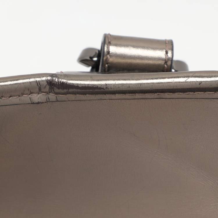 Pre Owned Burberry Grey/Black Beat Check Nylon and Patent Leather Lowry Tote