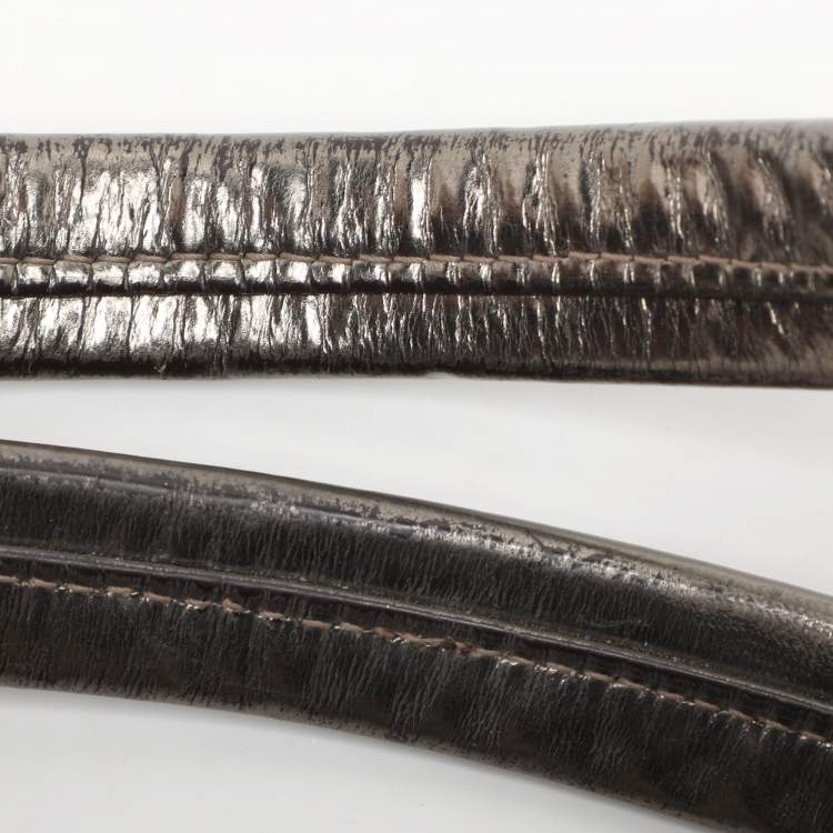 Pre Owned Burberry Grey/Black Beat Check Nylon and Patent Leather Lowry Tote