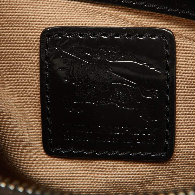Pre Owned Burberry Beige/Black Nova Check PVC and Leather Chester Boston Bag