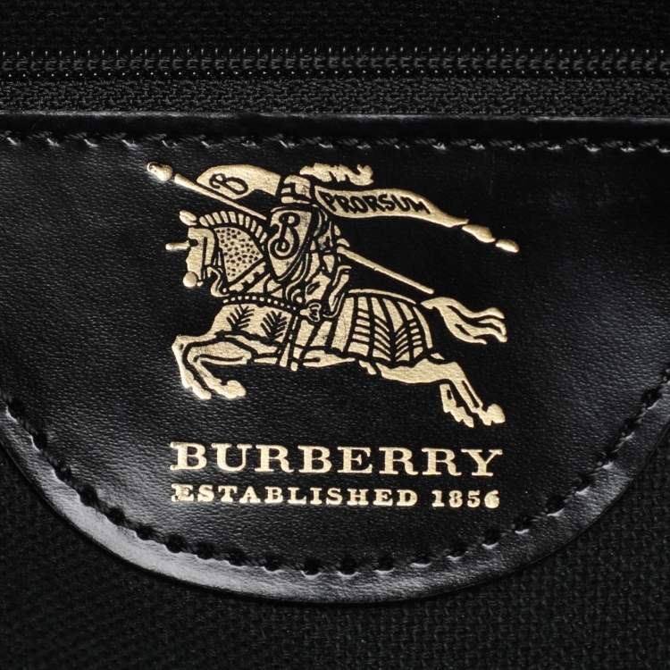 Pre Owned Burberry Beige Haymarket Check Coated Canvas and Leather On Slow Tote