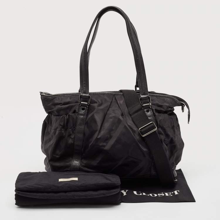 Pre Owned Burberry Black Super Nova Check Nylon Diaper Bag