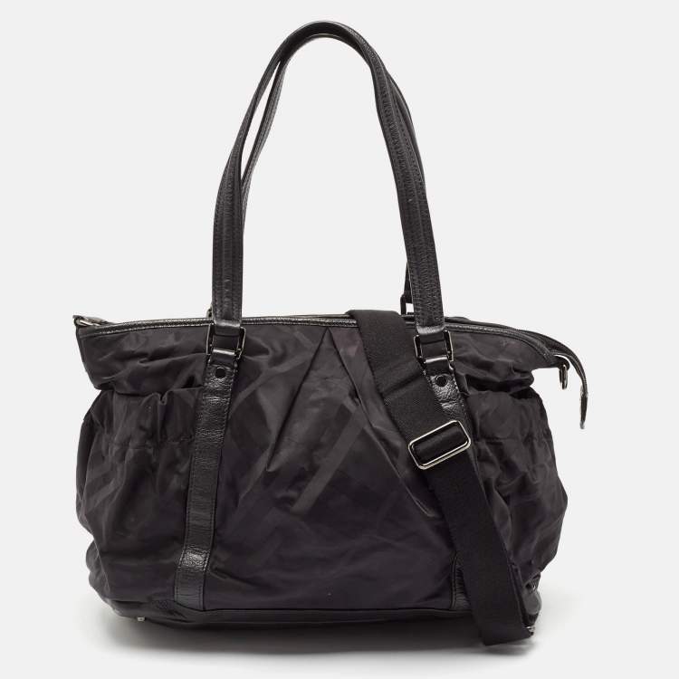 Pre Owned Burberry Black Super Nova Check Nylon Diaper Bag