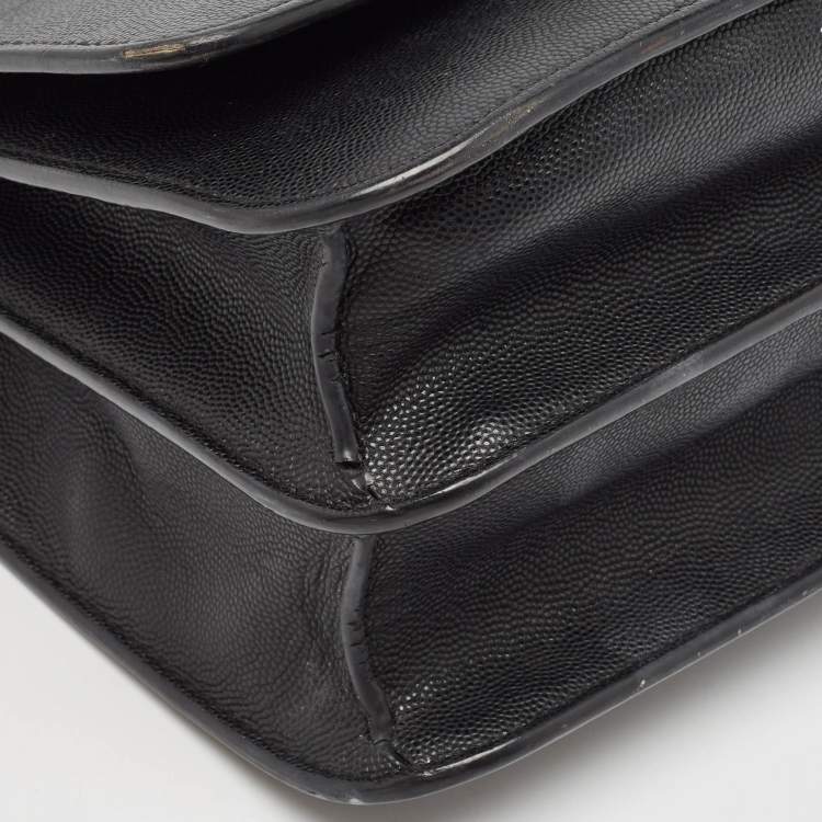 Pre Owned Burberry Black Leather Medium TB Shoulder Bag