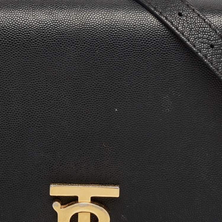 Pre Owned Burberry Black Leather Medium TB Shoulder Bag