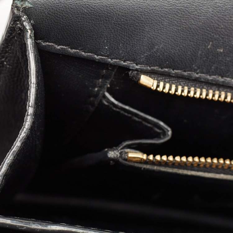 Pre Owned Burberry Black Leather Medium TB Shoulder Bag