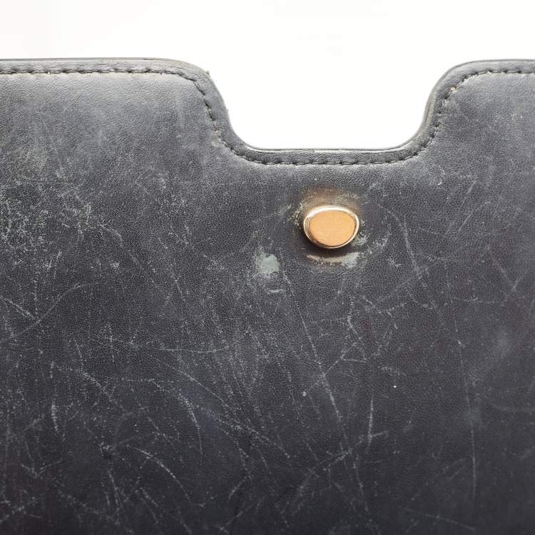 Pre Owned Burberry Black Leather Medium TB Shoulder Bag