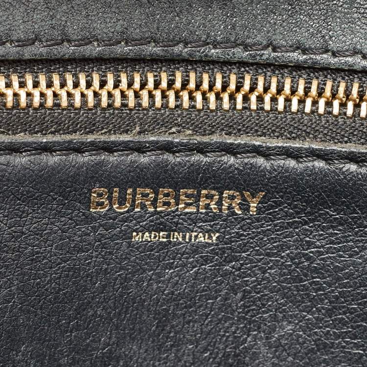 Pre Owned Burberry Black Leather Medium TB Shoulder Bag